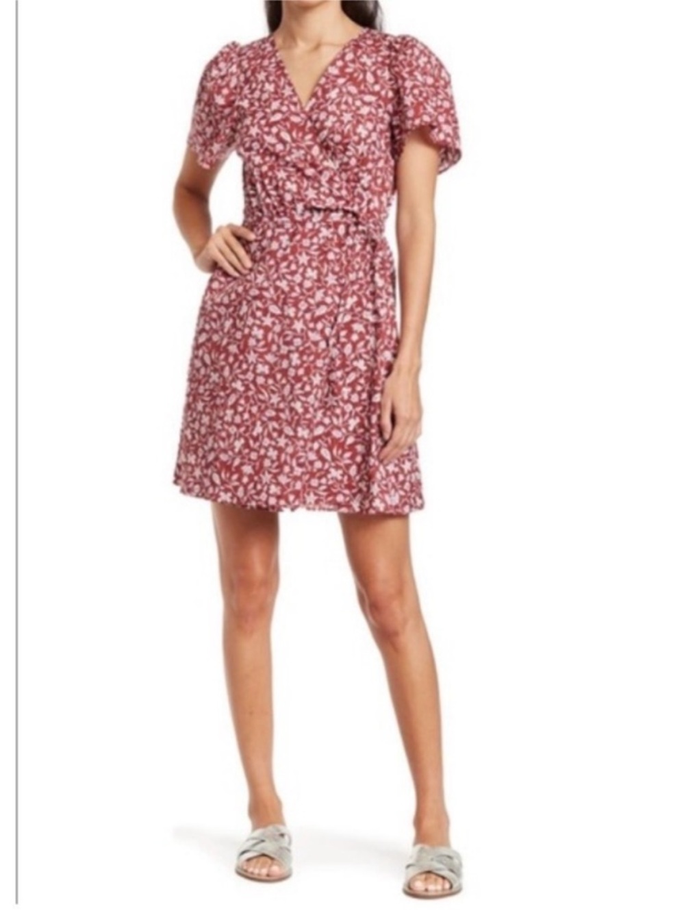 Madewell Flutter Sleeve Wrap Mini Dress Batik Vines Size Small